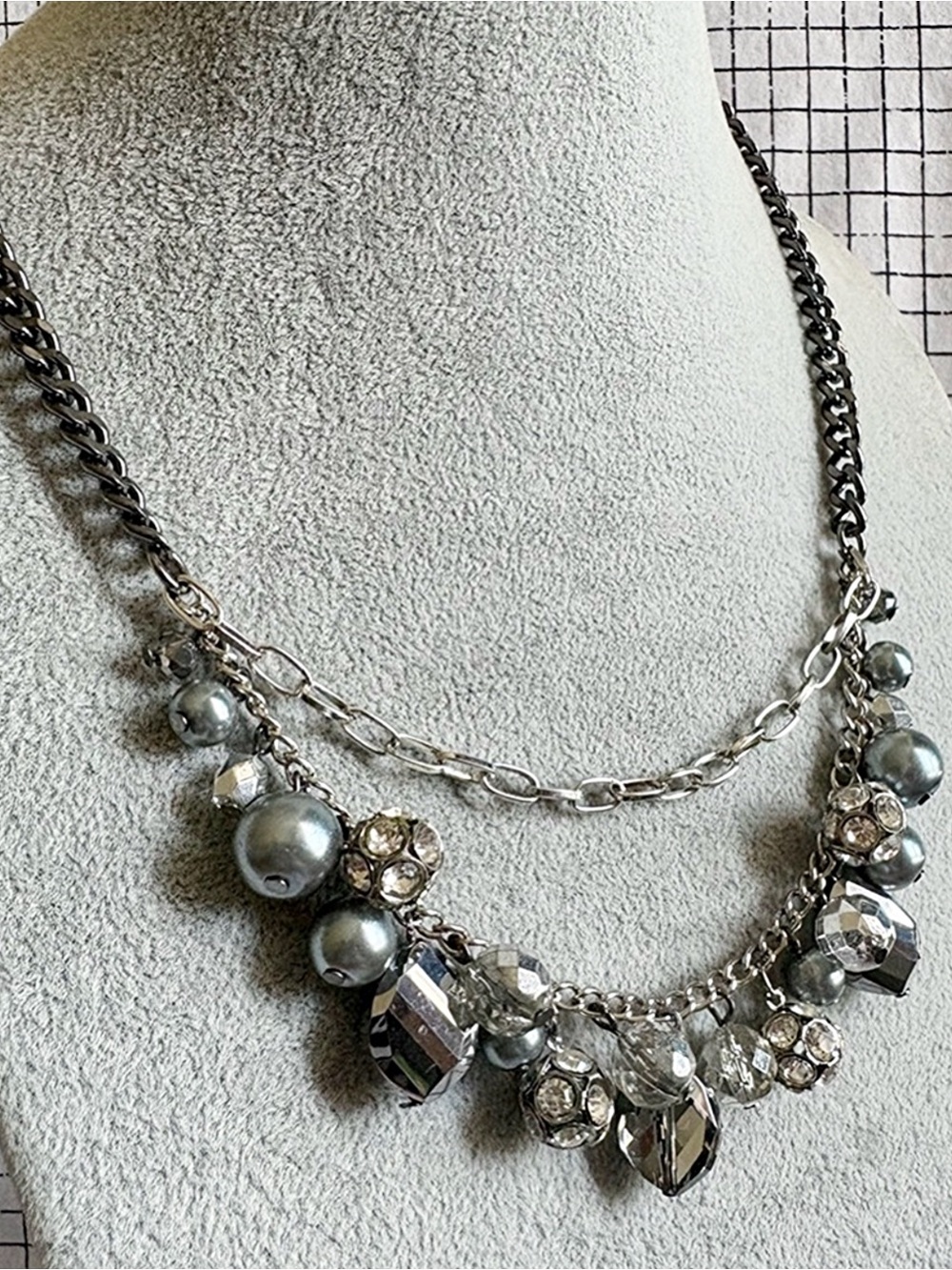 Simply Vera Wang Metallic Beaded Cluster Statement Necklace